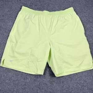Fabletics Mens Lime Green Athletic Training Shorts Lined Size L